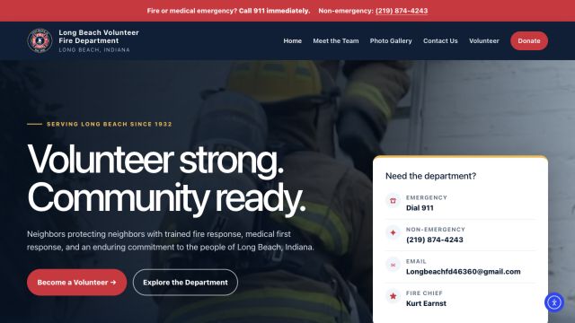 Long Beach Volunteer Fire Department website preview